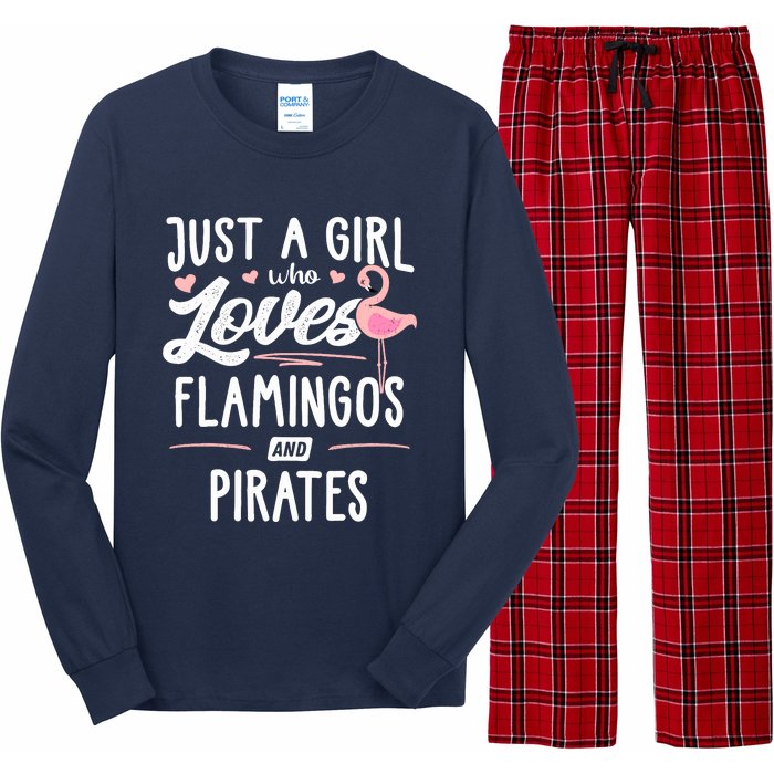 Just A Girl Who Loves Flamingos And Pirates Gift Flamingo Long Sleeve Pajama Set