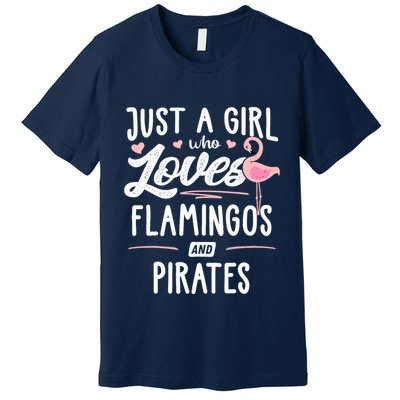 Just A Girl Who Loves Flamingos And Pirates Gift Flamingo Premium T-Shirt