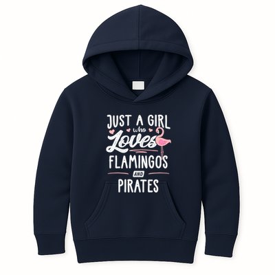Just A Girl Who Loves Flamingos And Pirates Gift Flamingo Kids Hoodie
