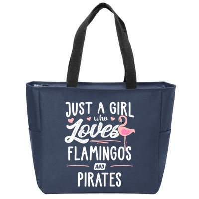 Just A Girl Who Loves Flamingos And Pirates Gift Flamingo Zip Tote Bag