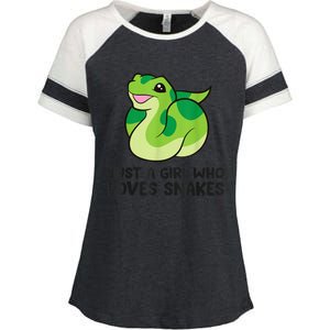 Just A Girl Who Loves Snakes Cute Snake Enza Ladies Jersey Colorblock Tee