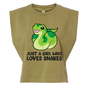 Just A Girl Who Loves Snakes Cute Snake Garment-Dyed Women's Muscle Tee