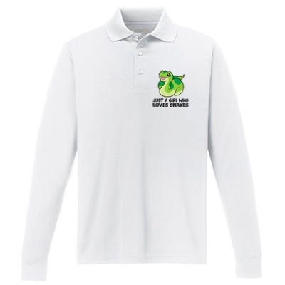 Just A Girl Who Loves Snakes Cute Snake Performance Long Sleeve Polo