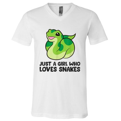 Just A Girl Who Loves Snakes Cute Snake V-Neck T-Shirt