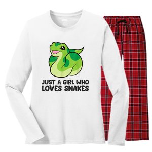 Just A Girl Who Loves Snakes Cute Snake Women's Long Sleeve Flannel Pajama Set 