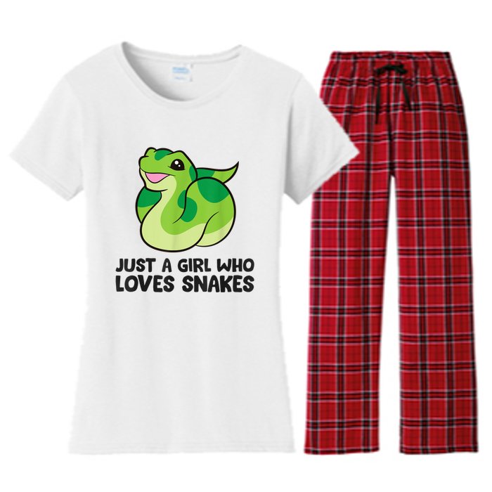 Just A Girl Who Loves Snakes Cute Snake Women's Flannel Pajama Set