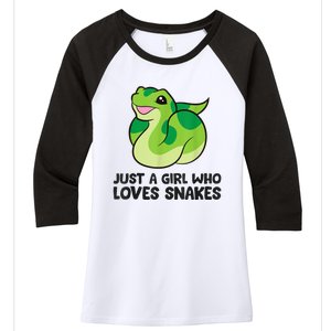 Just A Girl Who Loves Snakes Cute Snake Women's Tri-Blend 3/4-Sleeve Raglan Shirt