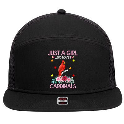 Just A Girl Who Loves Cardinals Animal 7 Panel Mesh Trucker Snapback Hat