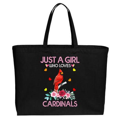 Just A Girl Who Loves Cardinals Animal Cotton Canvas Jumbo Tote