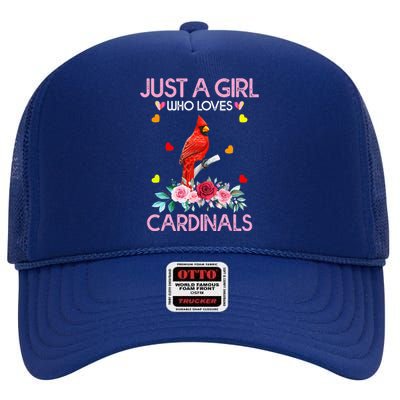 Just A Girl Who Loves Cardinals Animal High Crown Mesh Back Trucker Hat