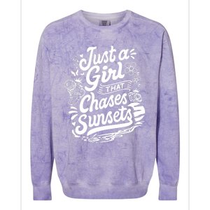 Just A Girl That Chases Sunsets, Photographer Premium Colorblast Crewneck Sweatshirt