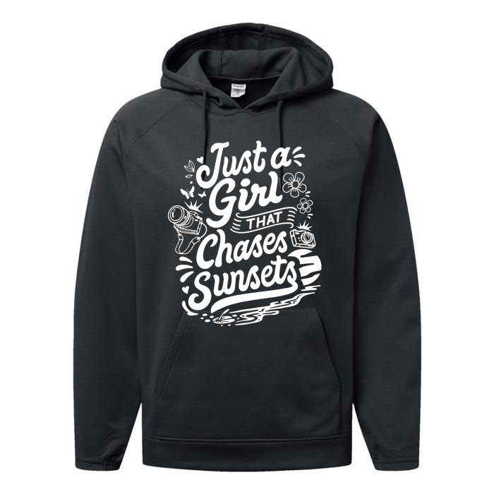 Just A Girl That Chases Sunsets, Photographer Premium Performance Fleece Hoodie