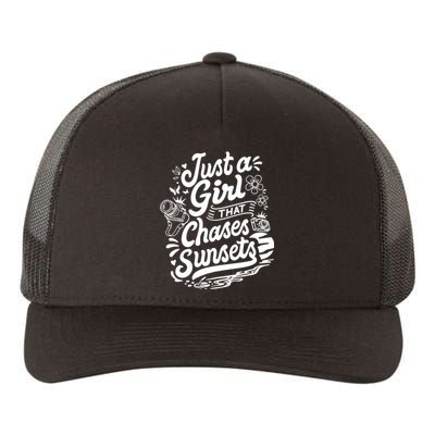 Just A Girl That Chases Sunsets, Photographer Premium Yupoong Adult 5-Panel Trucker Hat