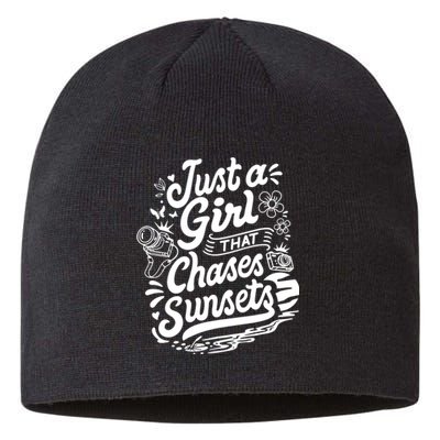 Just A Girl That Chases Sunsets, Photographer Premium Sustainable Beanie