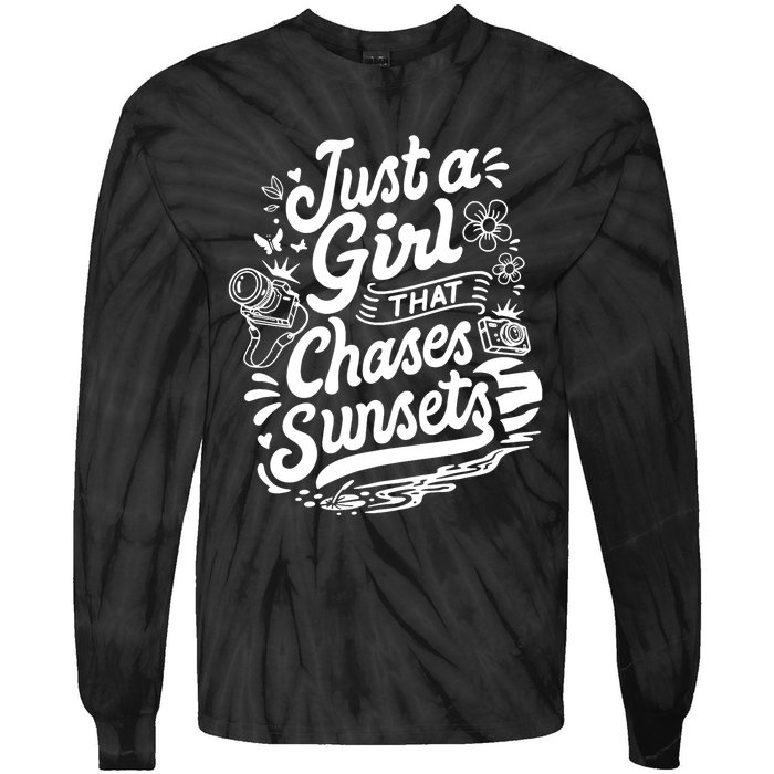 Just A Girl That Chases Sunsets, Photographer Premium Tie-Dye Long Sleeve Shirt