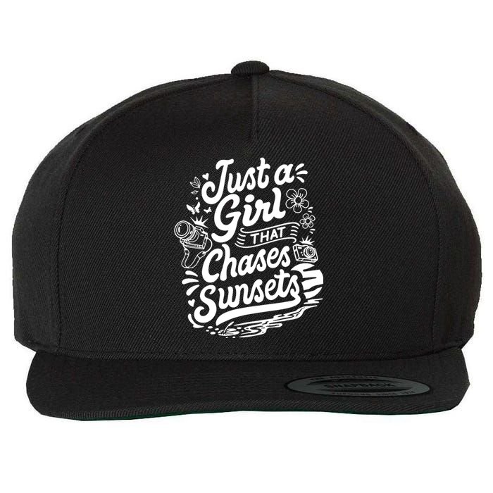 Just A Girl That Chases Sunsets, Photographer Premium Wool Snapback Cap