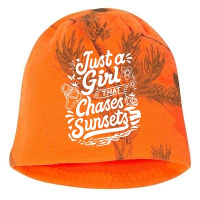 Just A Girl That Chases Sunsets, Photographer Premium Kati - Camo Knit Beanie