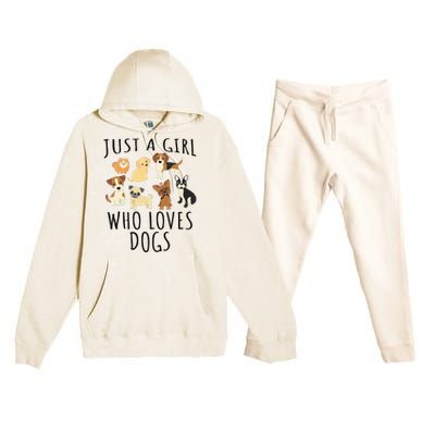 Just A Girl Who Loves Dogs Funny Puppy Premium Hooded Sweatsuit Set