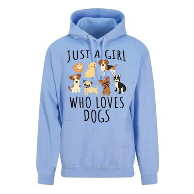 Just A Girl Who Loves Dogs Funny Puppy Unisex Surf Hoodie