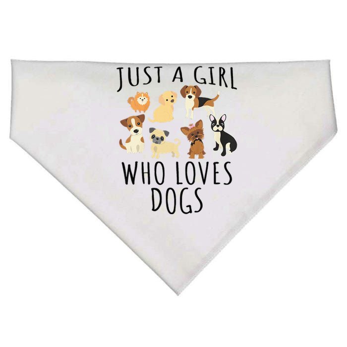 Just A Girl Who Loves Dogs Funny Puppy USA-Made Doggie Bandana