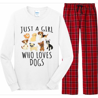 Just A Girl Who Loves Dogs Funny Puppy Long Sleeve Pajama Set