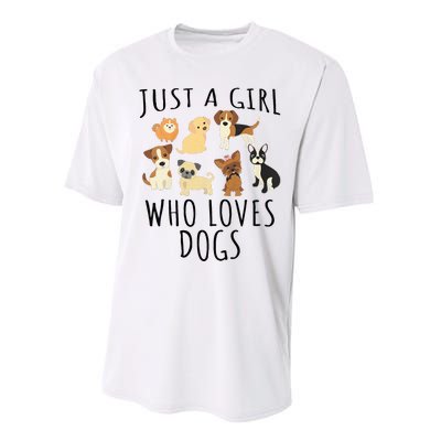 Just A Girl Who Loves Dogs Funny Puppy Performance Sprint T-Shirt