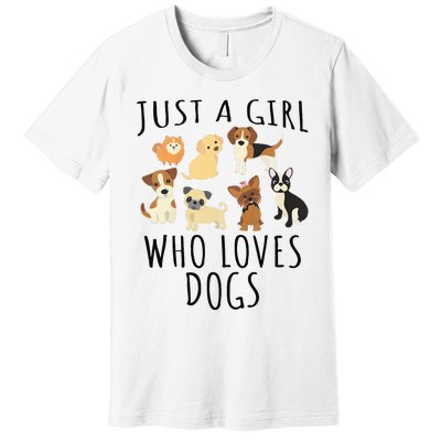 Just A Girl Who Loves Dogs Funny Puppy Premium T-Shirt