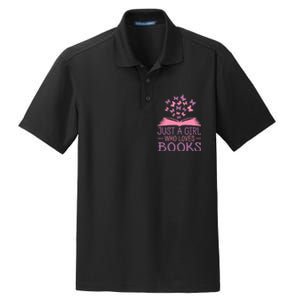 Just A Girl Who Loves Books Lovers Wo Book Worm Reading Dry Zone Grid Polo