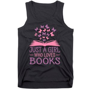 Just A Girl Who Loves Books Lovers Wo Book Worm Reading Tank Top