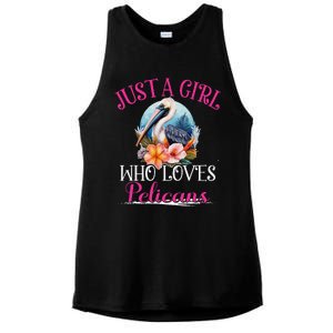 Just A Girl Who Loves Pelicans Bird For Women Ladies PosiCharge Tri-Blend Wicking Tank