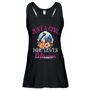 Just A Girl Who Loves Pelicans Bird For Women Ladies Essential Flowy Tank