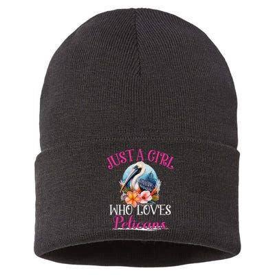 Just A Girl Who Loves Pelicans Bird For Women Sustainable Knit Beanie