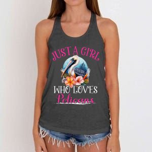 Just A Girl Who Loves Pelicans Bird For Women Women's Knotted Racerback Tank