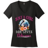 Just A Girl Who Loves Pelicans Bird For Women Women's V-Neck T-Shirt