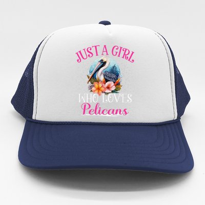 Just A Girl Who Loves Pelicans Bird For Women Trucker Hat