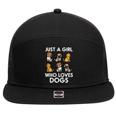 Just A Girl Who Loves Dogs Cute Pet Dog 7 Panel Mesh Trucker Snapback Hat