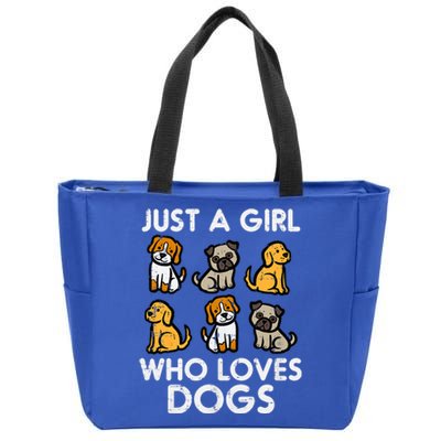 Just A Girl Who Loves Dogs Cute Pet Dog Zip Tote Bag