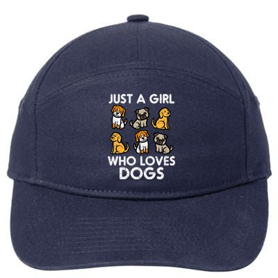 Just A Girl Who Loves Dogs Cute Pet Dog 7-Panel Snapback Hat