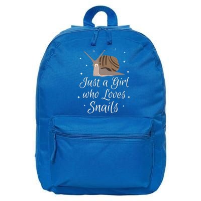 Just A Girl Who Loves Snails Cute Slug Gift Snail Cute Gift 16 in Basic Backpack