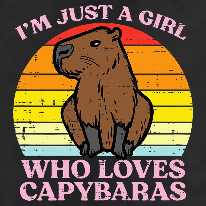 Just A Girl Who Loves Capybaras Retro Capy Rodent 7 Panel Mesh Trucker Snapback Hat