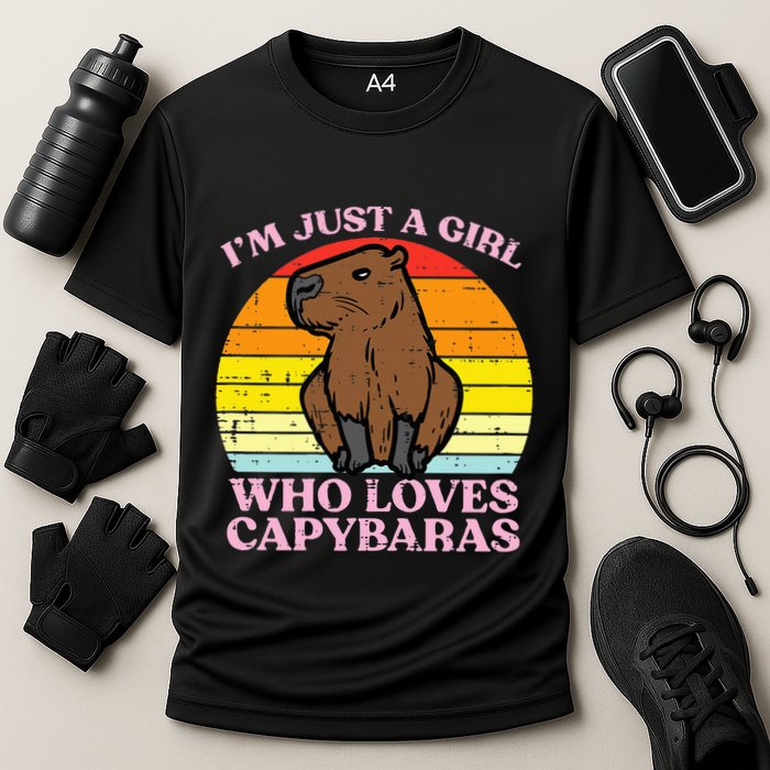 Just A Girl Who Loves Capybaras Retro Capy Rodent Cooling Performance Crew T-Shirt