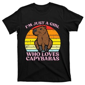 Just A Girl Who Loves Capybaras Retro Capy Rodent T-Shirt