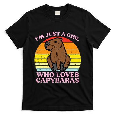 Just A Girl Who Loves Capybaras Retro Capy Rodent T-Shirt