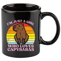 Just A Girl Who Loves Capybaras Retro Capy Rodent 11oz C Handle Ceramic Mug