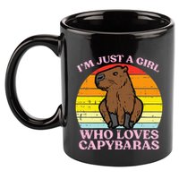 Just A Girl Who Loves Capybaras Retro Capy Rodent 11oz C Handle Ceramic Mug