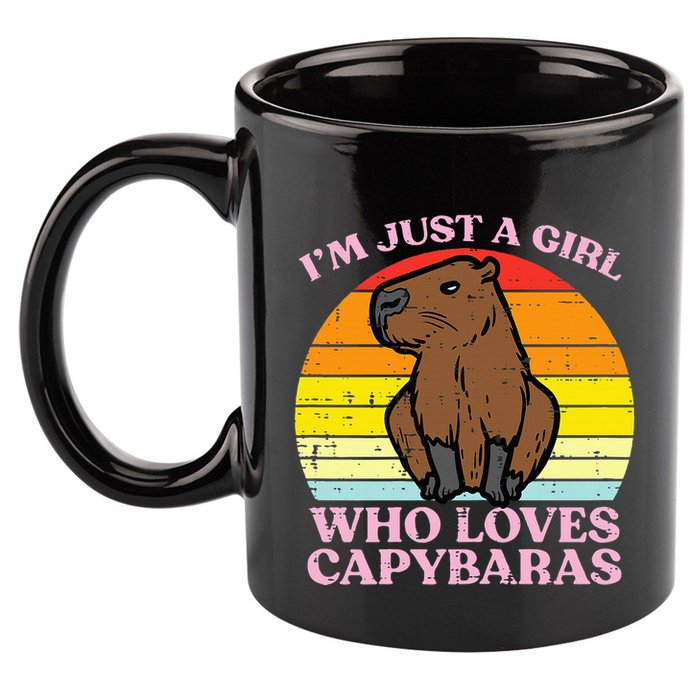 Just A Girl Who Loves Capybaras Retro Capy Rodent 11oz C Handle Ceramic Mug