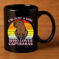 Just A Girl Who Loves Capybaras Retro Capy Rodent 11oz C Handle Ceramic Mug