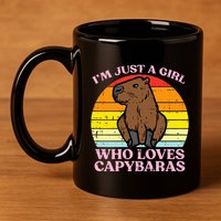 Just A Girl Who Loves Capybaras Retro Capy Rodent 11oz C Handle Ceramic Mug