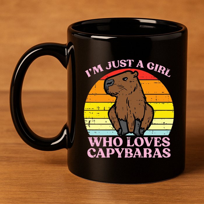 Just A Girl Who Loves Capybaras Retro Capy Rodent 11oz C Handle Ceramic Mug