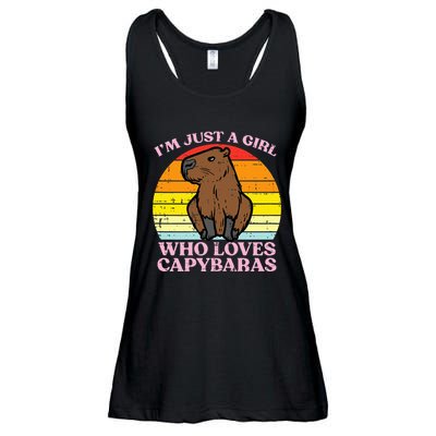Just A Girl Who Loves Capybaras Retro Capy Rodent Ladies Essential Flowy Tank